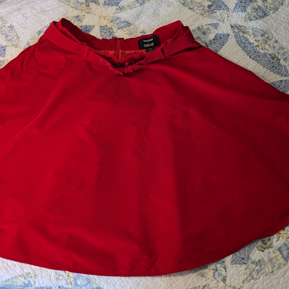 Modcloth + Collectif Classic Velvet Red A-line Midi Skirt